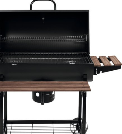 Grill qymyri pa markë, me kapak, sipërfaqe 71x34.5 cm, i zi
