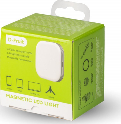 Lampë studio D-Fruit DF622, LED magnetike, rikarikueshme USB C, e bardhë