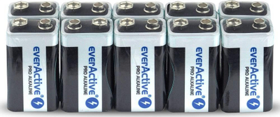 Bateri 9V EverActive Pro Alkaline 6LR61, 650mAh, paketim 10 copë