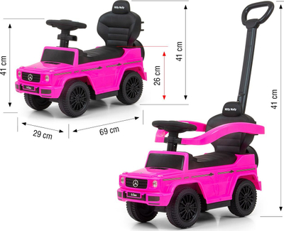 Makinë lodër ride-on Milly Mally Mercedes G350D, me dorezë prindi, rozë