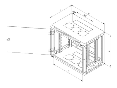 Kabinet muri Triton RUA-09-AS5-BAX-A1, 9U, 500mm, gri
