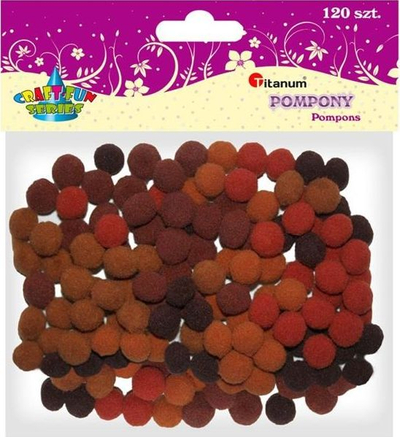 Pompomë dekorative Titanum Polyester, 10 mm, 120 copë, kafe