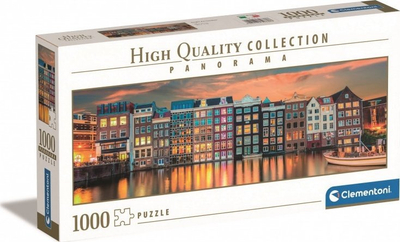 Puzzle Clementoni Panorama Bright Amsterdam, 1000 pjesë, 98 x 33 cm, shumëngjyrëshe