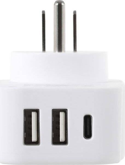 Adapter udhëtimi World to USA me USB, 2x USB, 1x USB C, i bardhë