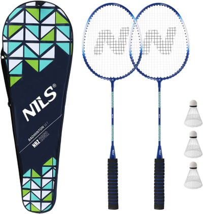 Set badminton NILS NRZ2052, 2 raketa, 3 toptha, blu