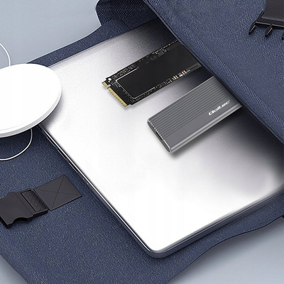 Kuti aluminiumi për SSD M.2 SATA Qoltec, USB 3.0 USB-C, deri 2TB, gri