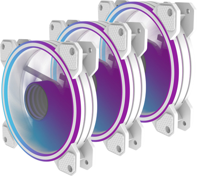 Ventilatorë PC PREYON Eagle Eye 120 PWM ARGB, set me 3 copë, 120mm, të bardhë