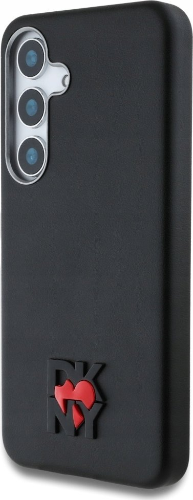 Футрола за телефон DKNY Leather Heart of NY за Samsung Galaxy S25, еко кожа, 3D релјеф, црна
