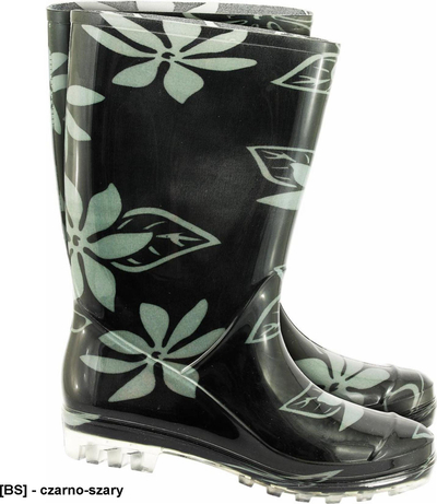 Çizme gome për goca BTD Flower, mbi kyç, PVC i lehtë, me lule, të zeza