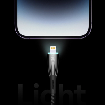 Kabllo Baseus Glimmer USB C në Lightning, 2 m, 20W, e zezë