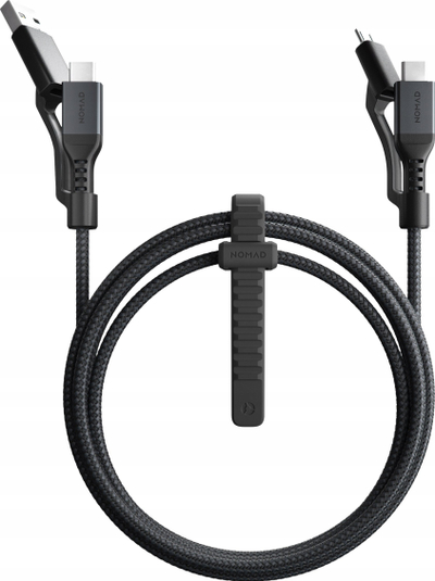Kabllo karikimi Nomad Universal Cable V2, 1.5m, USB A USB C Micro USB, e zezë