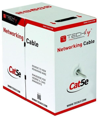 Кабел мрежен Techly Cat5e UTP, 4x2 CCA, 305m, сив