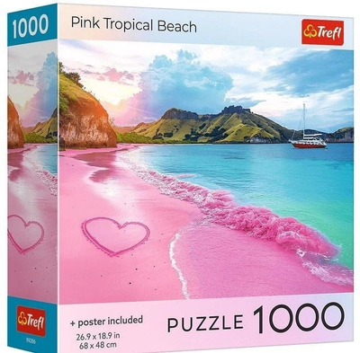 Puzzle Trefl Red Pink Tropical Beach, 1000 pjesë, shumëngjyrësh