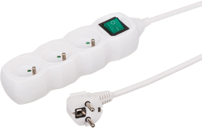 Zgjatues elektrik 3 dalje, buton ON/OFF, me tokëzim, i bardhë
