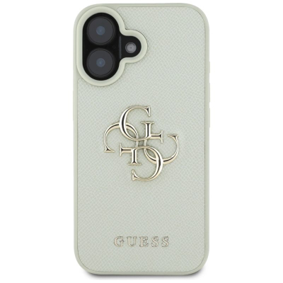 Guaskë telefoni Guess Grained Big 4G Logo për iPhone 16 6.1", lëkurë eko, e gjelbër