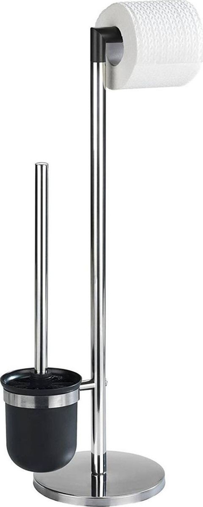 Mbajtëse letre higjienike me furçë Wenko Parus, çelik inox, ngjyrë argjendi