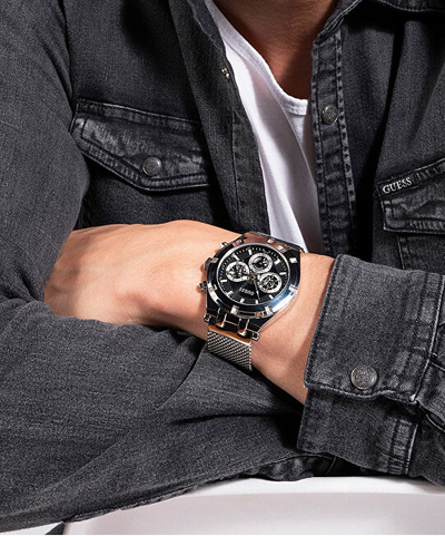 Orë për meshkuj Guess Continental GW0582G1, e argjendtë