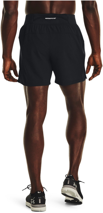 Pantallona të shkurtra vrapimi Under Armour Lanche Elite 5, meshkuj, xhep i pasëm rezistent ndaj ujit, të zeza