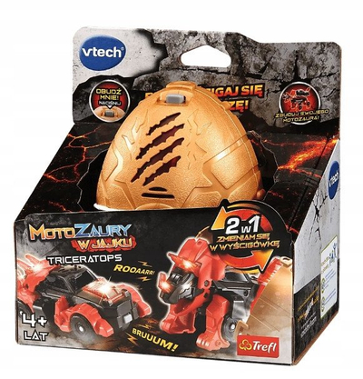 Lodër interaktive VTech Motozaurs Triceratops, 2 në 1, me vezë, e kuqe