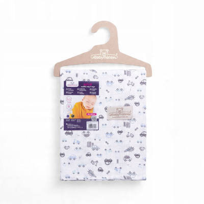 Пелена муслин BabyMatex Muslin Design, 80 x 120 cm, 100% памук, бела со автомобили