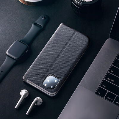 Këllëf telefoni Case Sensitive Book për Xiaomi Redmi 12C, me kapak si libër, me mbajtëse, i zi