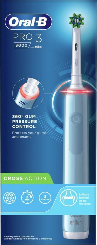 Furçë dhëmbësh Oral-B Braun Oral-B Pro 3 3000Cross, e kaltër