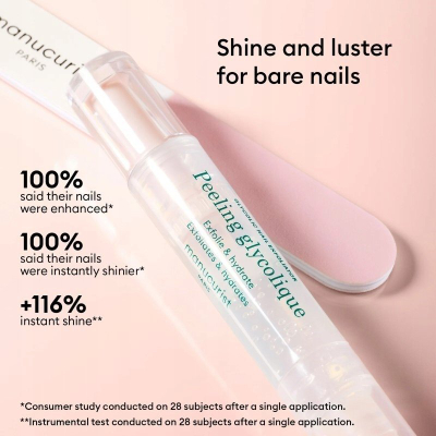 Set kujdesi për thonj Manucurist Glossy Booster Duo, peeling glikolik, me limë thonjsh, rozë