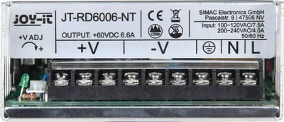 Furnizim energjie industrial Joy-it JT-RD6006-NT, 60V DC, 6.6A 400W, argjendtë