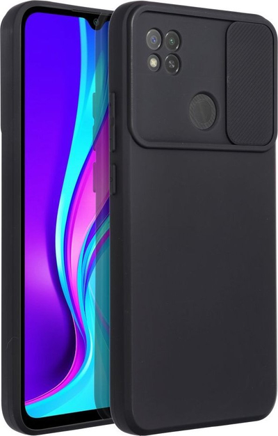 Kuti mbrojtëse silikoni për telefon Xiaomi Redmi 9C, me slajder kamere, e zezë