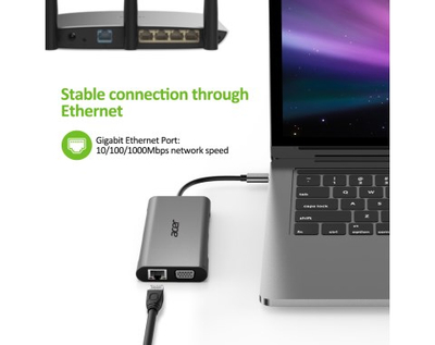 Докинг станица Acer HP.DSCAB.002, USB Type C, 4K, сребрена