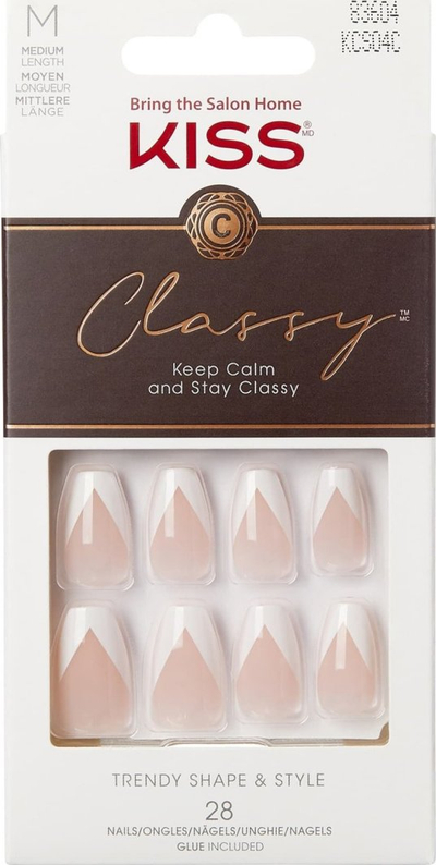 Thonj artificial KISS Classy Nails Silk Dress, gjatësi mesatare, formë ovale, bojë neutrale