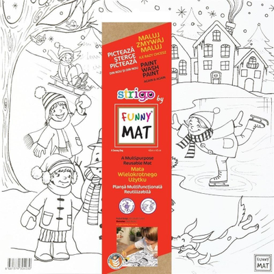 Tapet vizatimi Funny Mat Fun In The Snow, i ripërdorshëm për ngjyrosje, i bardhë