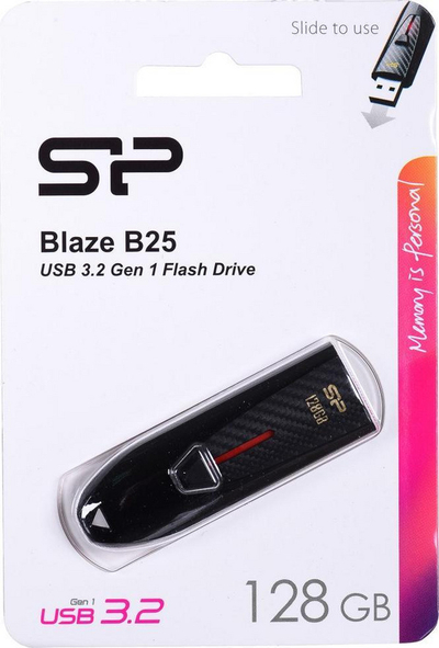 USB flash Silicon Power Blaze B25, 128GB, USB 3.2 Gen 1, e zezë