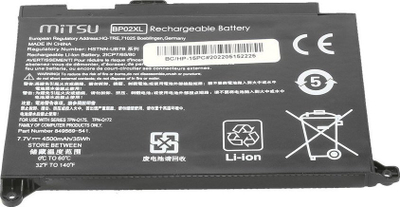 Bateri laptopi Mitsu BP02XL për HP Pavilion 15-AU, 4500mAh 35Wh, 7.7V, e zezë