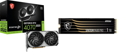 Kartë grafike MSI GeForce RTX 4070 SUPER Ventus 2X OC, 12GB GDDR6X, PCIe 4.0, gri me të zezë