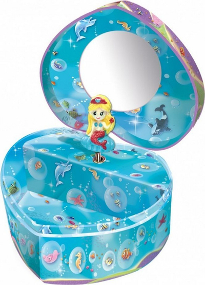 Кутија за музика Pecoware Mermaid 130MD, форма срце, со огледало, шарена