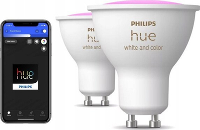 Llambë inteligjente Philips Hue White and Color, GU10, 2x400lm, e bardhë