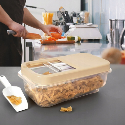 Kontejner ruajtjeje Orion Box Multibox, 5L, plastik transparent, kapak bezhë