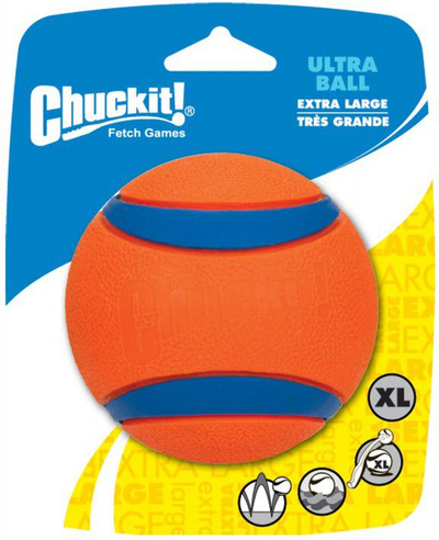 Играчка топка за кучиња Чакит Ултра Бол, XL 3.5\", гума, портокалова и сина