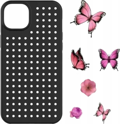 Kapak telefoni Pinifit Pinit Dynamic Case Set për iPhone 14 6.1", me lule edhe flutura, i zi