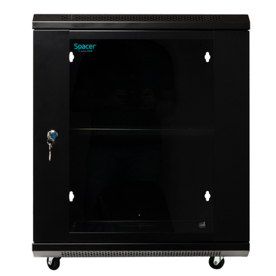 Kabinet rrjeti Spacer SPCW-12U-400-BK-02, 19", 12U, 500x400mm, i zi