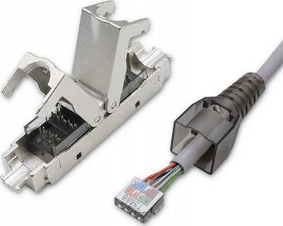 Приклучок RJ45 Qoltec 54540, CAT6 STP, без алат, сив