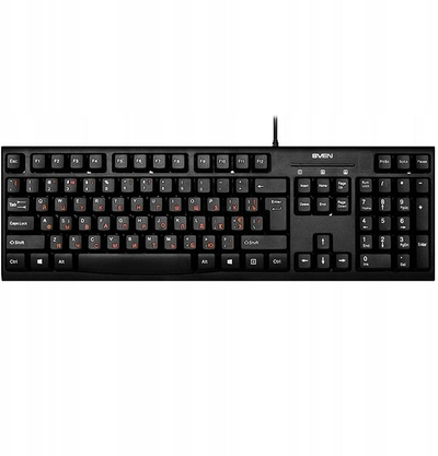 Tastierë SVEN KB-S300, me kabllo USB, layout EN RU, e zezë