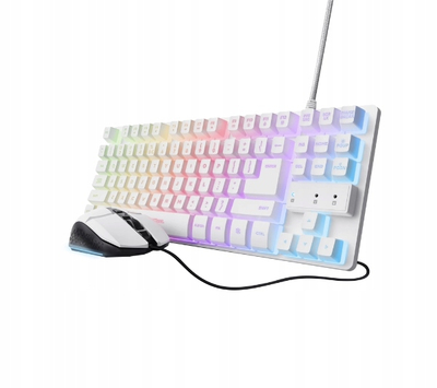Set tastierë dhe maus gaming Trust GXT 798W, 6400 dpi, me kabllo, i bardhë