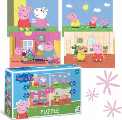 Puzzle Peppa Pig 4 në 1 Dodo, 4 skena, 16 20 36 54 copë, shumëngjyrësh