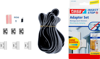 Set adapterësh tesa Fly Screen Comfort 55193, për korniza alumini, pa shpime, i bardhë