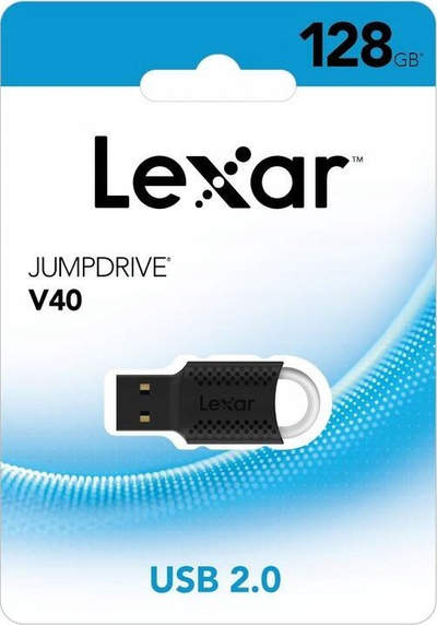 USB Lexar JumpDrive V40, 128GB, USB 2.0, e bardhë