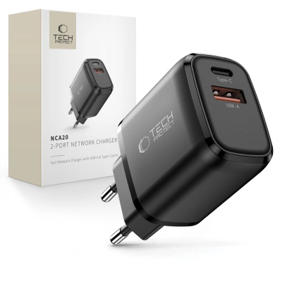 Karikues muri Tech-Protect NCA20, 20W PD QC3.0, 2 porta USB-A USB-C, i zi