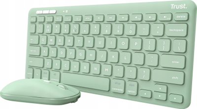 Set tastiere dhe mausi Trust Lyra Multi-Device, pa kabllo Bluetooth 2.4 GHz, QWERTY US, jeshile pastel