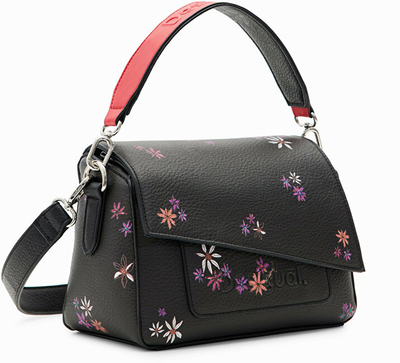 Çantë krahu për femra Desigual Small Flor Yvette Phuket, e zezë/kuqe